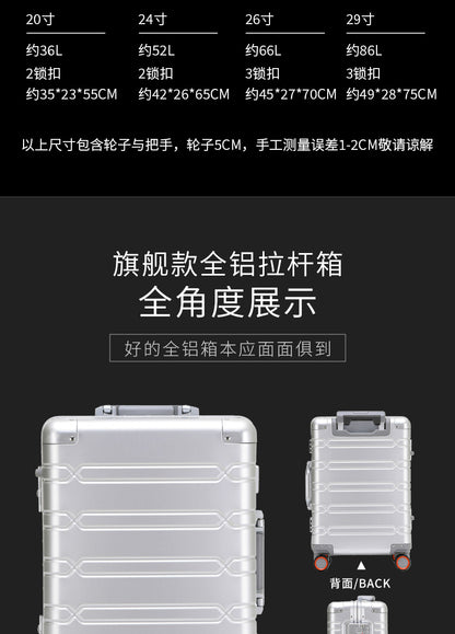 KLQDZMS High Quality 100% Aluminium Suitcases With Wheeled Trolleys Business Trip Large Capacity Rolling Luggage Travel Bag