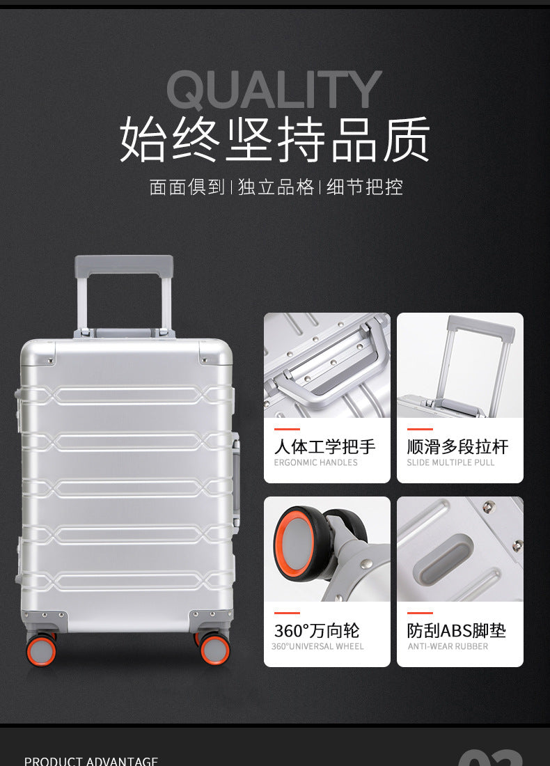 KLQDZMS High Quality 100% Aluminium Suitcases With Wheeled Trolleys Business Trip Large Capacity Rolling Luggage Travel Bag