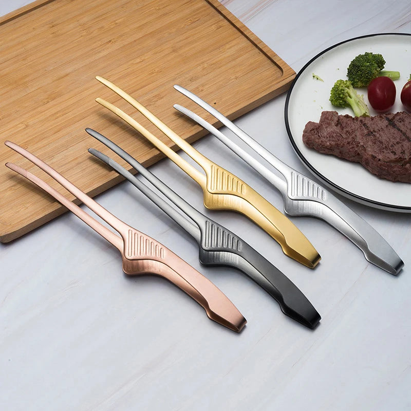 BBQ Food Tongs Barbecue Clips Stainless Steel Kitchen Accessories Cooking Outdoor Grilling Non-Stick Steak Clamp Baking Tool