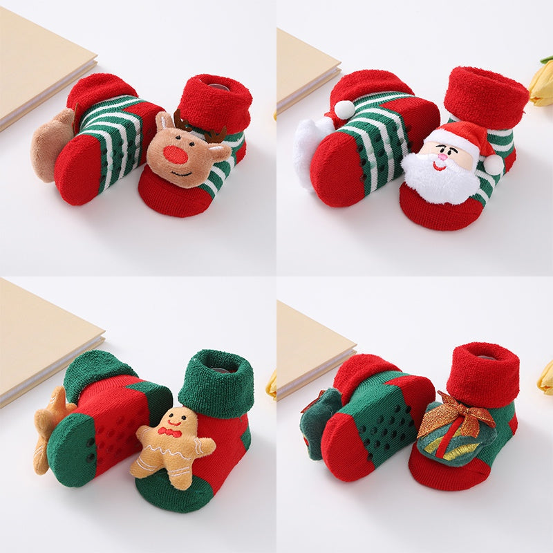 Christmas Baby Socks For Girls Boys Non-slip Floor Socks Cute Cartoon Animal Baby Xmas Cotton Sock