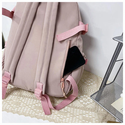 High School Backpack Children Backpacks For Students Kawaii Patchwork Large Capacity School Bags For Girls Handbag Pencil Bag