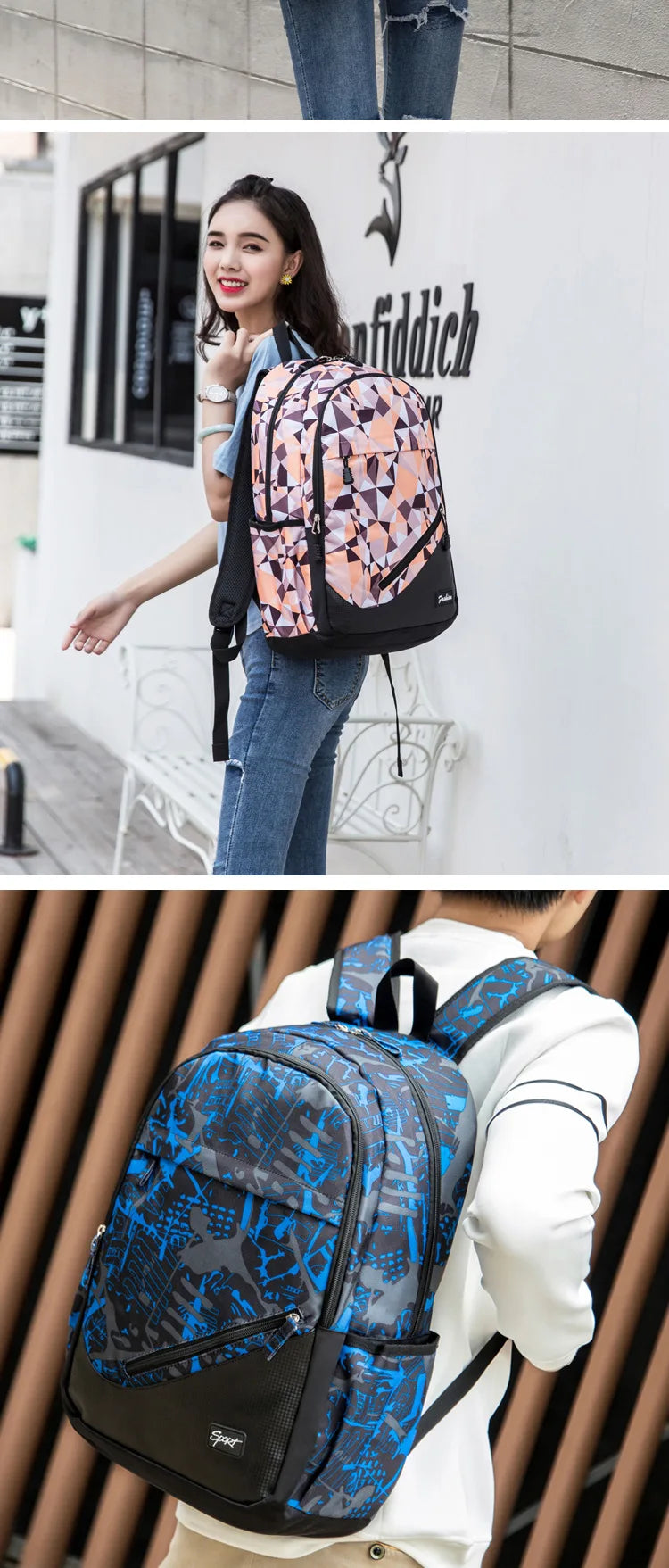 Camouflage printing school backpack Large-capacity orthopedic schoolbag for boys girls Laptop backpacks teen Nylon school bags