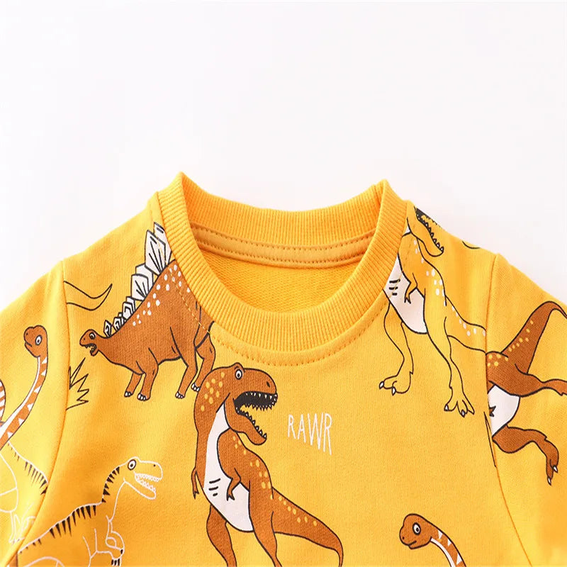 Jumping Meters New Arrival Autumn Winter Animals Print Boys Girls Sweatshirts Cotton Dinosaur Hoodies Children's Sport Shirt Kid