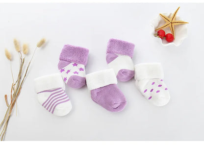 5 Pairs/lot 0 to 24M Newborn Baby's Terry Socks 2020 New Arrival Winter Warm Socks For Infants Girls Boys Thick Sock For Toddler