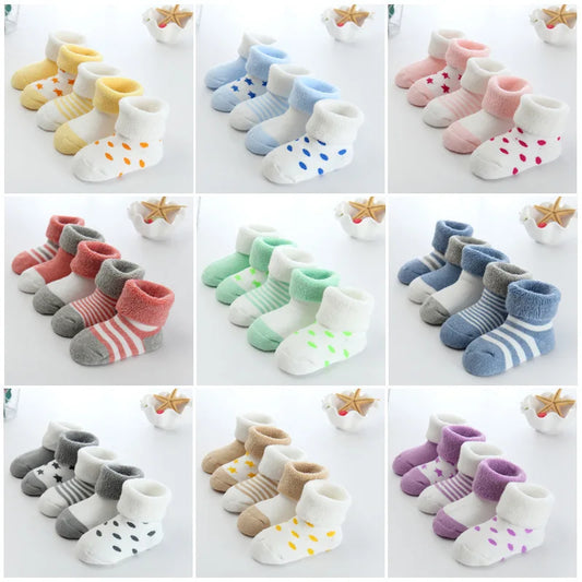 5 Pairs/lot 0 to 24M Newborn Baby's Terry Socks 2020 New Arrival Winter Warm Socks For Infants Girls Boys Thick Sock For Toddler