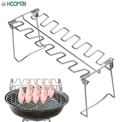 BBQ Beef Chicken Wing Leg Grill Barbecue Cooking Rack Non-Stick Stainless Steel Barbecue Drumstick Oven Roaster Stand