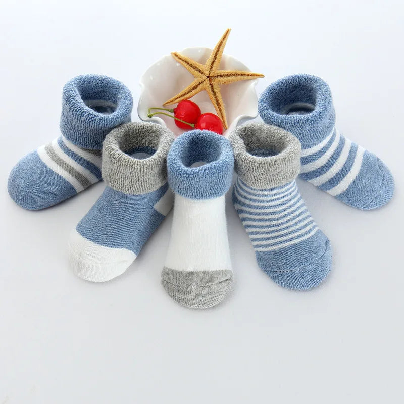 5 Pairs/lot 0 to 24M Newborn Baby's Terry Socks 2020 New Arrival Winter Warm Socks For Infants Girls Boys Thick Sock For Toddler