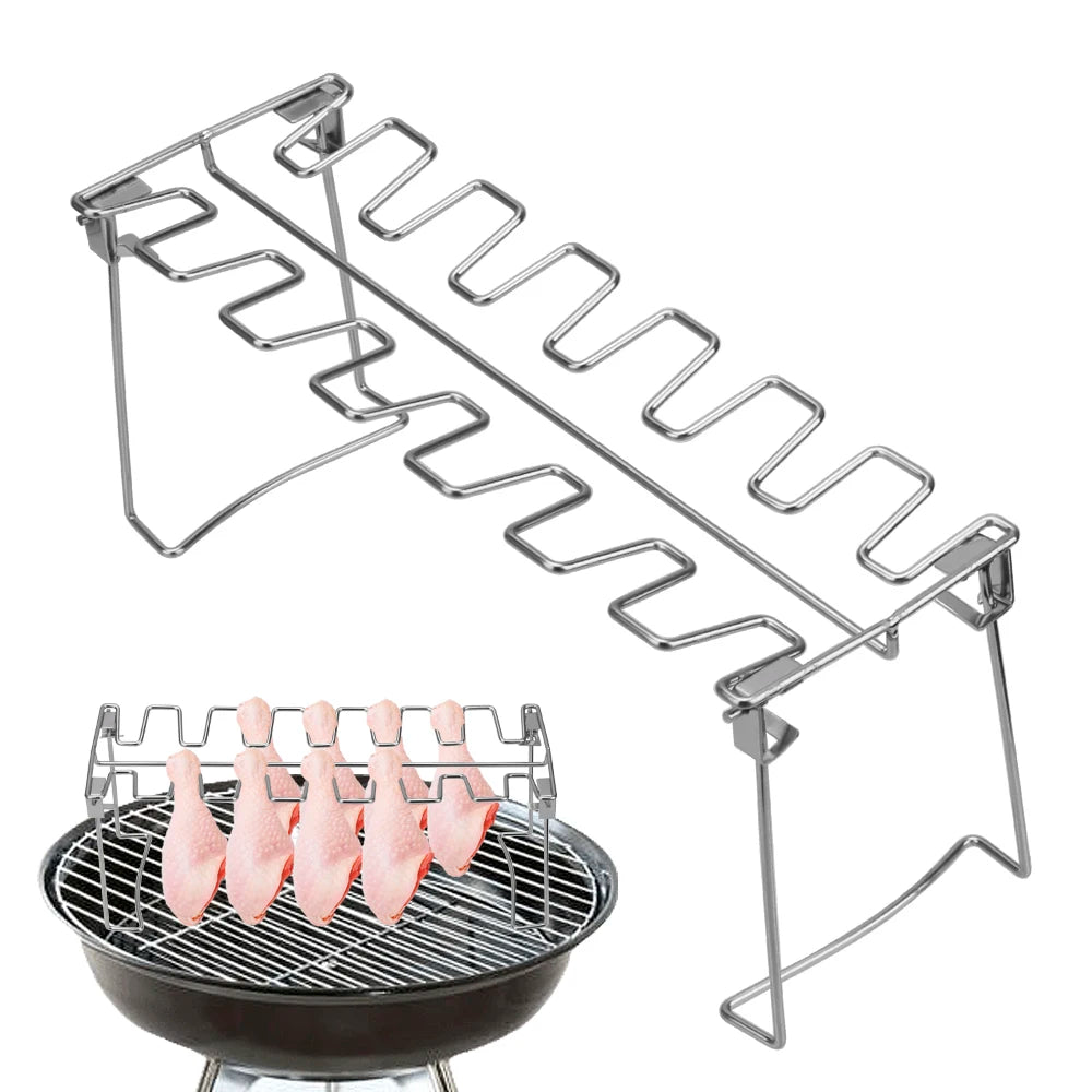 BBQ Beef Chicken Wing Leg Grill Barbecue Cooking Rack Non-Stick Stainless Steel Barbecue Drumstick Oven Roaster Stand