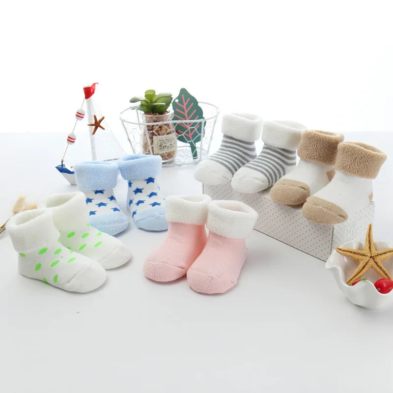 5 Pairs/lot 0 to 24M Newborn Baby's Terry Socks 2020 New Arrival Winter Warm Socks For Infants Girls Boys Thick Sock For Toddler