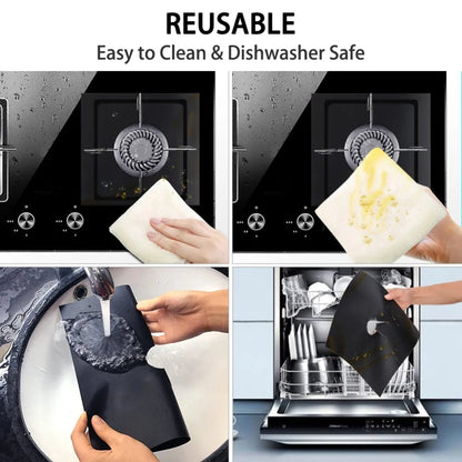 4pcs Gas Stove Protector gas Stove Cooker cover liner Sheild Clean Mat Kitchen Gas Stove Stovetop Protector Kitchen Accessories