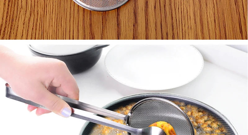 Kitchen Accessories Multifunction Stainless Steel Sieve Filter Spoon Fried Food Oil Strainer Clip Handheld Cooking Tools Gadgets