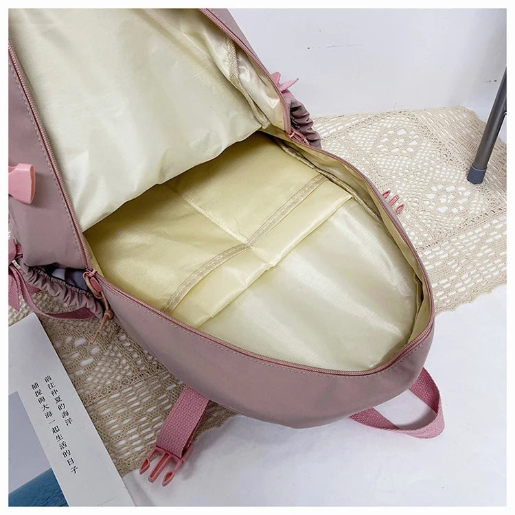 High School Backpack Children Backpacks For Students Kawaii Patchwork Large Capacity School Bags For Girls Handbag Pencil Bag