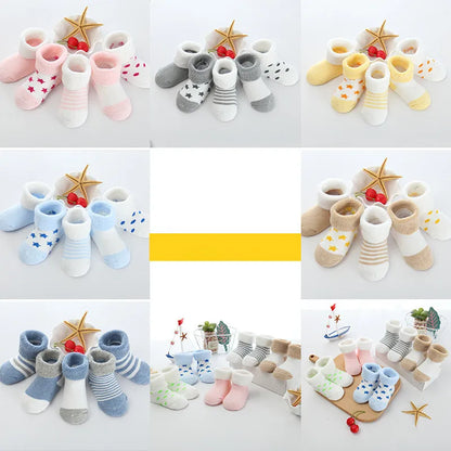 5 Pairs/lot 0 to 24M Newborn Baby's Terry Socks 2020 New Arrival Winter Warm Socks For Infants Girls Boys Thick Sock For Toddler