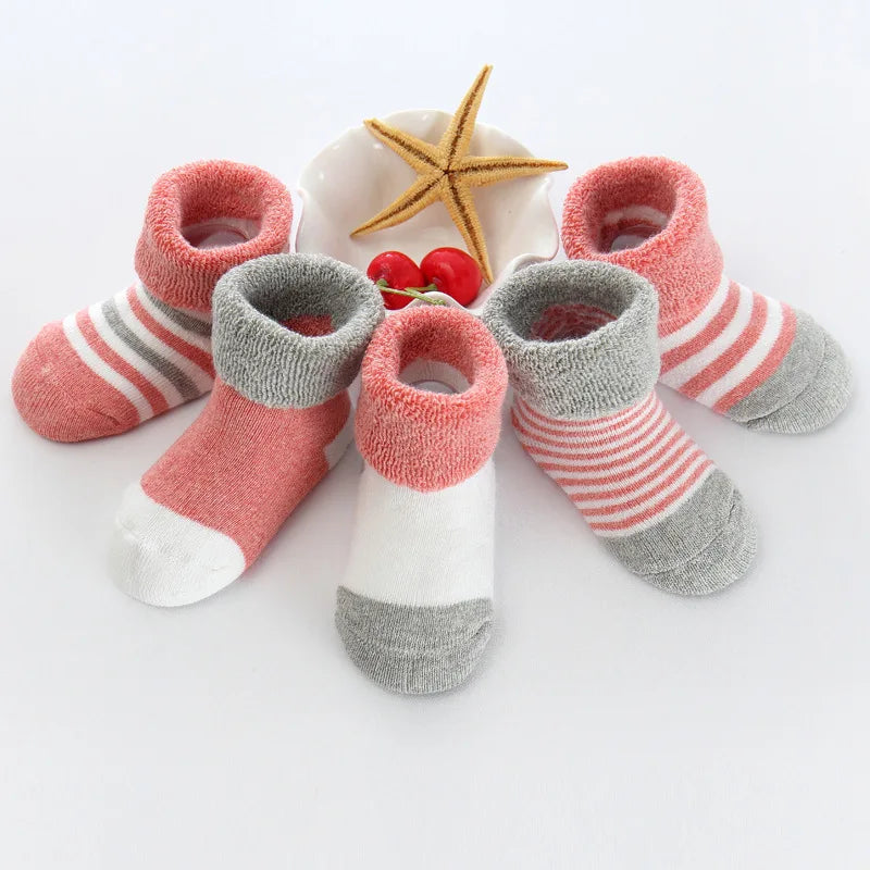 5 Pairs/lot 0 to 24M Newborn Baby's Terry Socks 2020 New Arrival Winter Warm Socks For Infants Girls Boys Thick Sock For Toddler