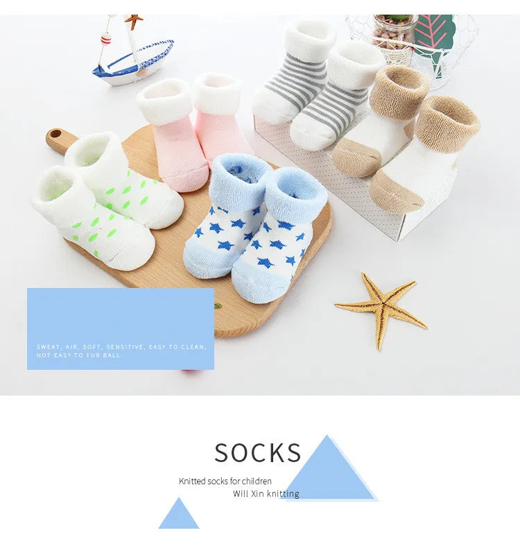 5 Pairs/lot 0 to 24M Newborn Baby's Terry Socks 2020 New Arrival Winter Warm Socks For Infants Girls Boys Thick Sock For Toddler