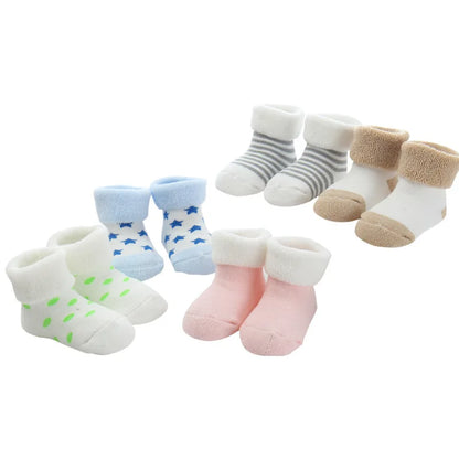 5 Pairs/lot 0 to 24M Newborn Baby's Terry Socks 2020 New Arrival Winter Warm Socks For Infants Girls Boys Thick Sock For Toddler