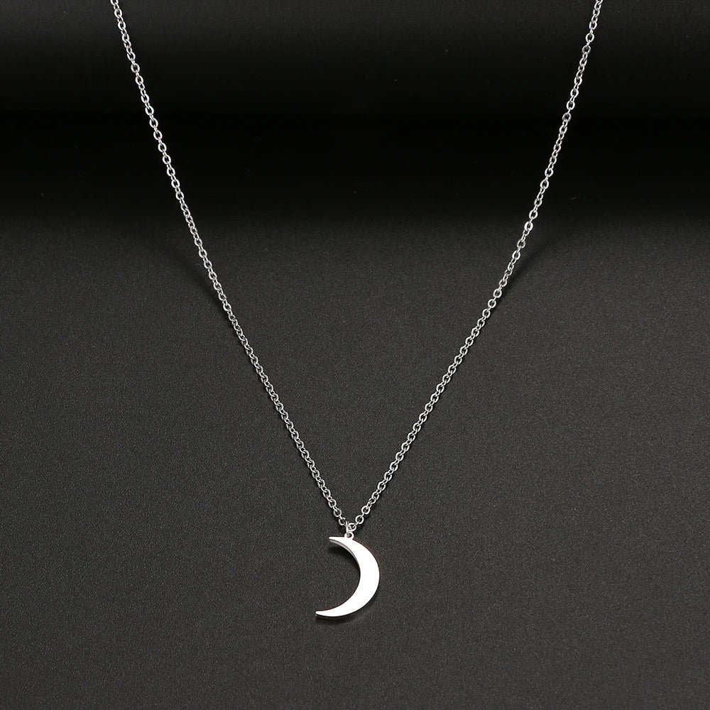 Stainless Steel Necklace New Fashion Moon Chain Pendant Simplicity Necklaces For Women Jewelry Accessories Party Charm Gifts