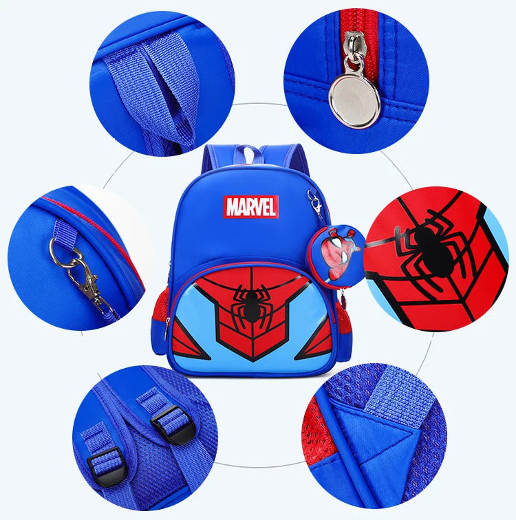 New Disney Backpacks For Children Cartoon Spider Captain Boys Shoulders Bags Students Fashion Schoolbags Large Capacity