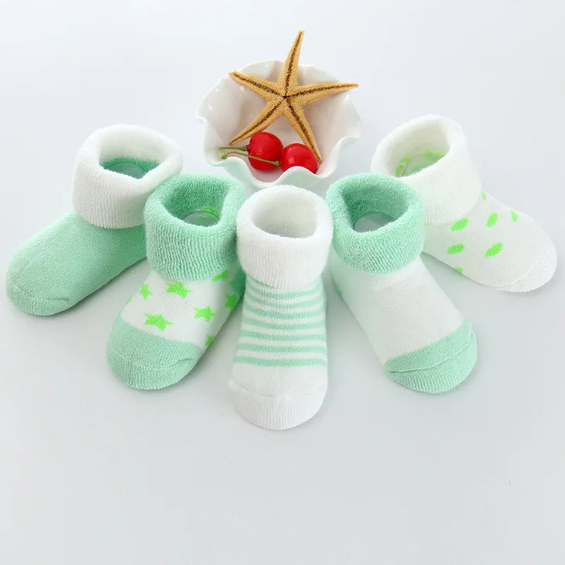 5 Pairs/lot 0 to 24M Newborn Baby's Terry Socks 2020 New Arrival Winter Warm Socks For Infants Girls Boys Thick Sock For Toddler