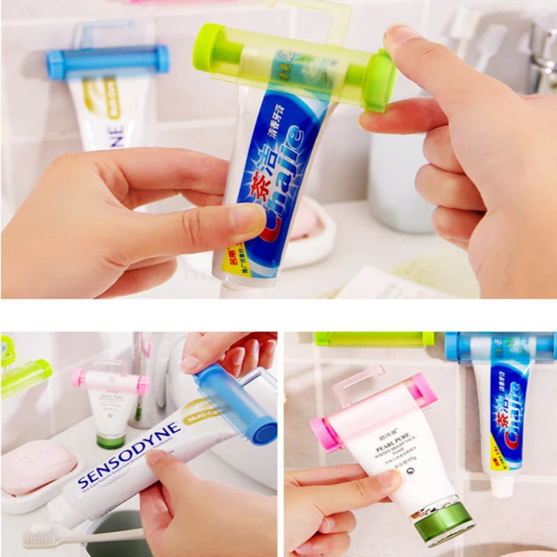 Dental Cream Bathroom Accessories Manual Syringe Gun Dispenser Rolling Squeezer Toothpaste Dispenser Tube Sucker Holder