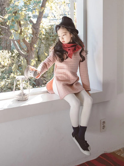 2023 Girls' Pants, Children's Winter Thickened Warm Trousers, Warm Elastic Pink Navy Blue Leggings, Boys' Feet Pants