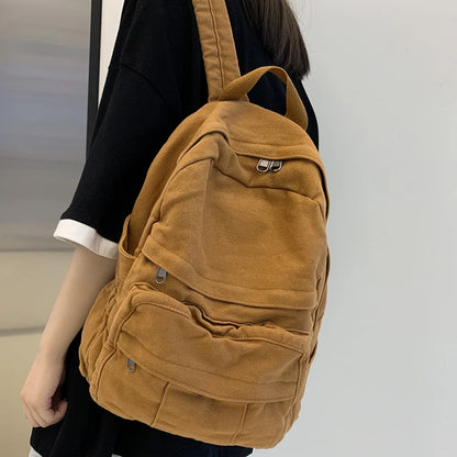 Girl Fabric School Bag New Fashion College Student Vintage Women Backpack Canvas Female Laptop Bag Travel Kawaii Ladies Backpack