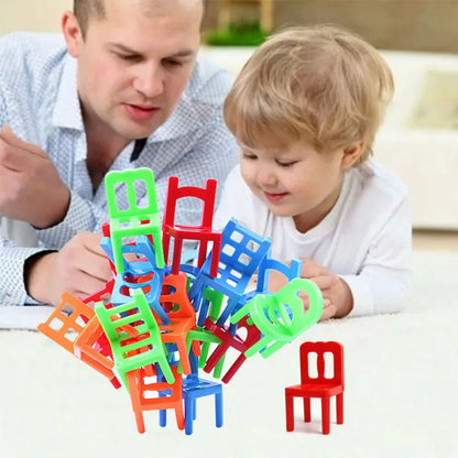 Original Box Hehepopo 18 Pcs / Set Board Game Balance Chairs Adult Kids Stacking Game Small Gift DIY Interactive Table Games