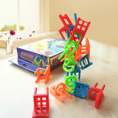 Original Box Hehepopo 18 Pcs / Set Board Game Balance Chairs Adult Kids Stacking Game Small Gift DIY Interactive Table Games