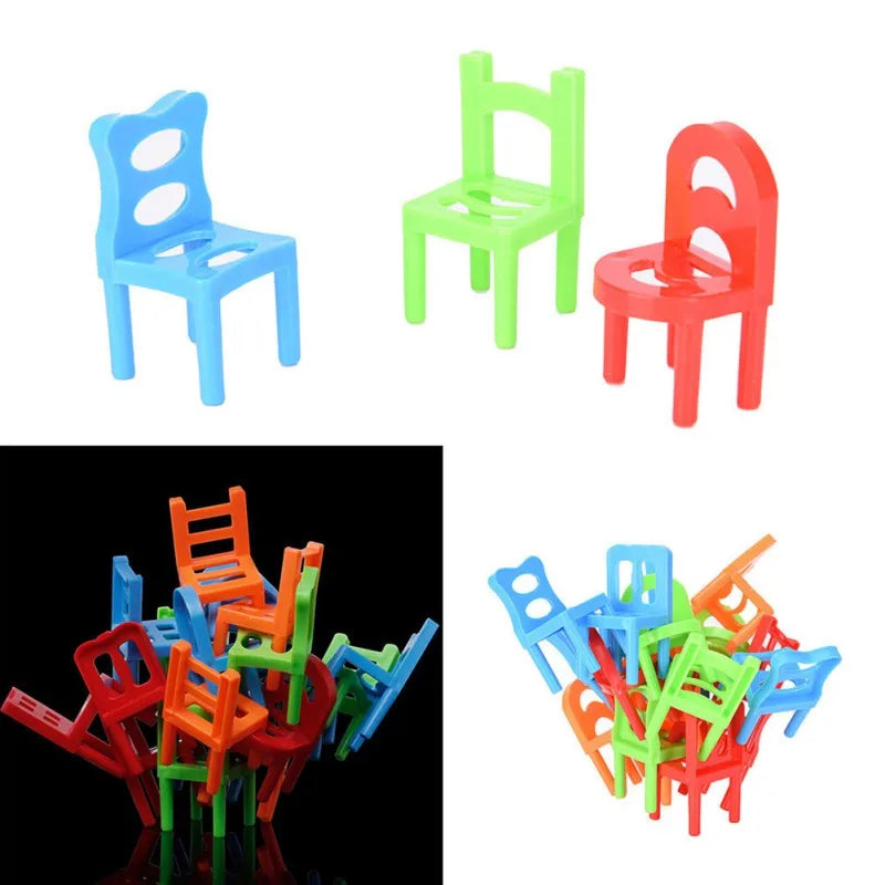 Original Box Hehepopo 18 Pcs / Set Board Game Balance Chairs Adult Kids Stacking Game Small Gift DIY Interactive Table Games