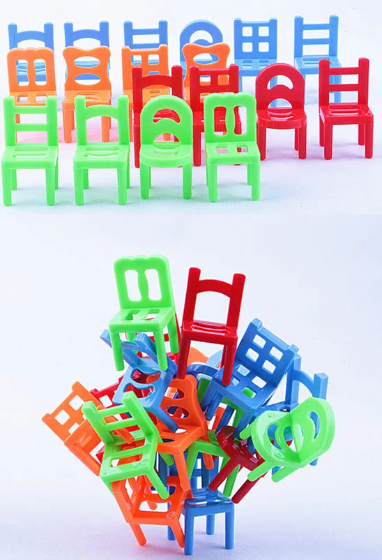 Original Box Hehepopo 18 Pcs / Set Board Game Balance Chairs Adult Kids Stacking Game Small Gift DIY Interactive Table Games