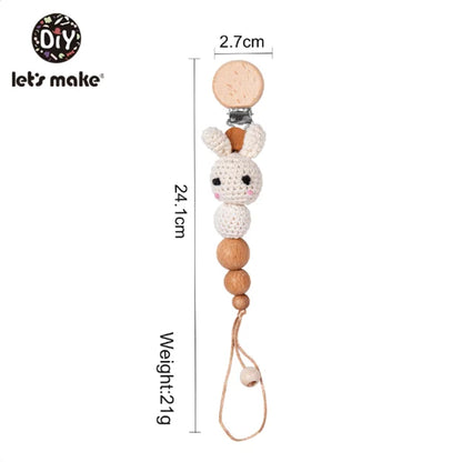 Let's Make Pacifier Chain 1pc Baby Teeting Chains Crochet Rabbit Panda Beads Wooden Clips Wood Teether Tiny Rod Kids Dummy Clips