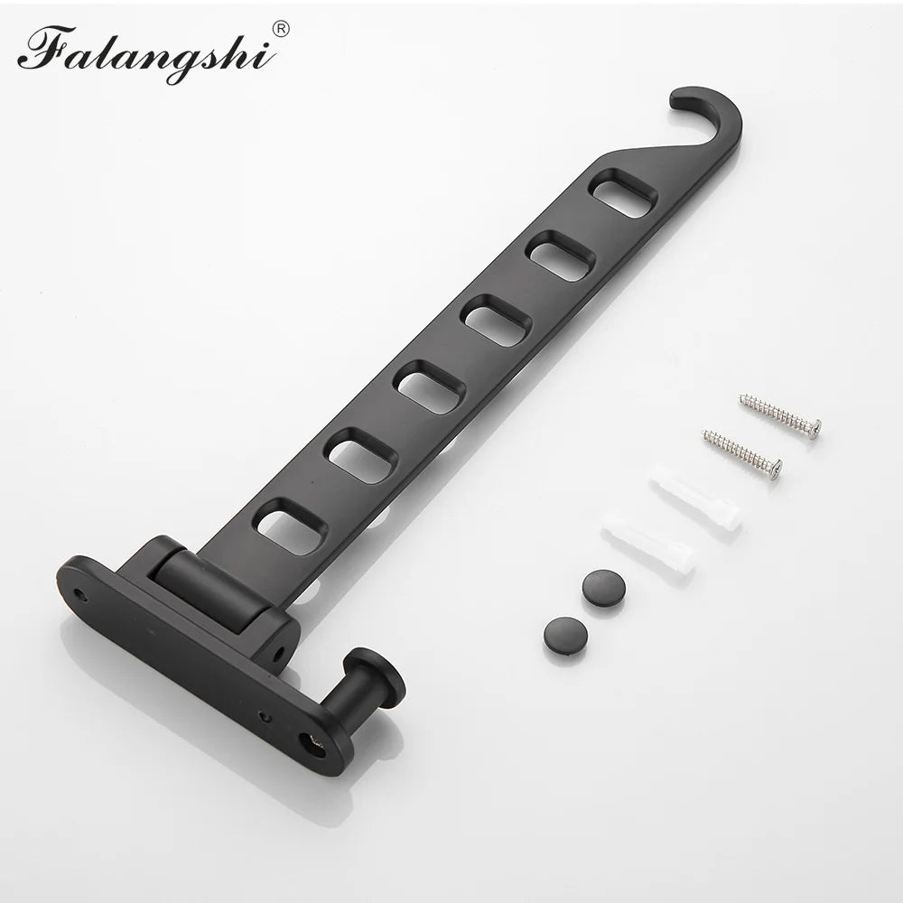 Falangshi Clothes Rack Black Swivel Clothes Hangers Wall Mounted Hanger Drying Rack Aluminum Clothes Organization WB3018