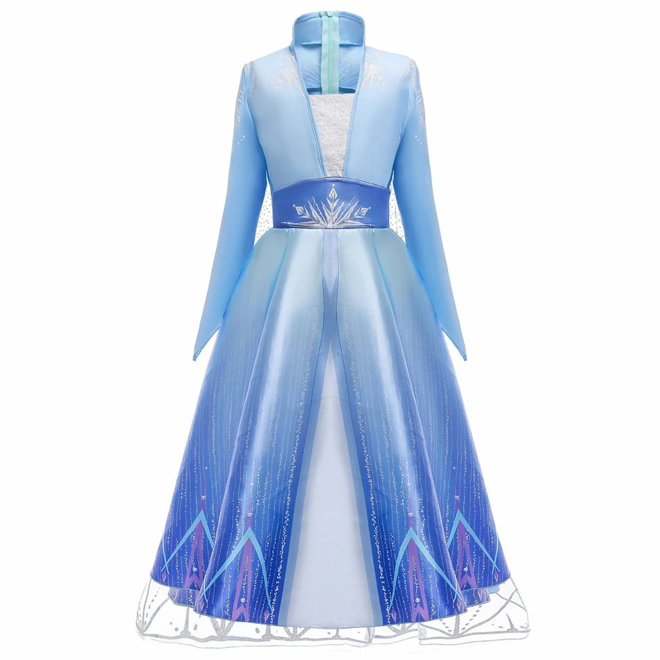 Disney Frozen Girls Dress Elsa 2 Princess Cosplay Costume Kid Fancy Children Gowns Vestidos Snow Queen