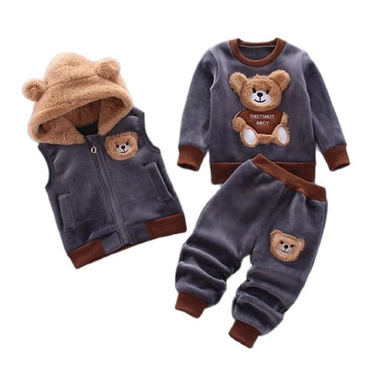 Kids Warm Pajama Sets Autumn Winter Plus Velvets Clothing Suits Boys Girls Fashion Print Pullover+Pants 2Pcs Outfits 1-14 Years