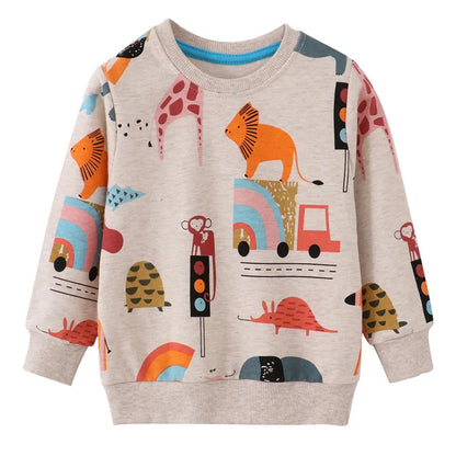 Jumping Meters New Arrival Autumn Winter Animals Print Boys Girls Sweatshirts Cotton Dinosaur Hoodies Children's Sport Shirt Kid