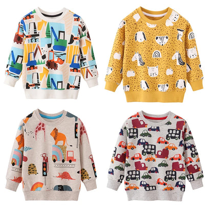 Jumping Meters New Arrival Autumn Winter Animals Print Boys Girls Sweatshirts Cotton Dinosaur Hoodies Children's Sport Shirt Kid