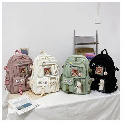 High School Backpack Children Backpacks For Students Kawaii Patchwork Large Capacity School Bags For Girls Handbag Pencil Bag