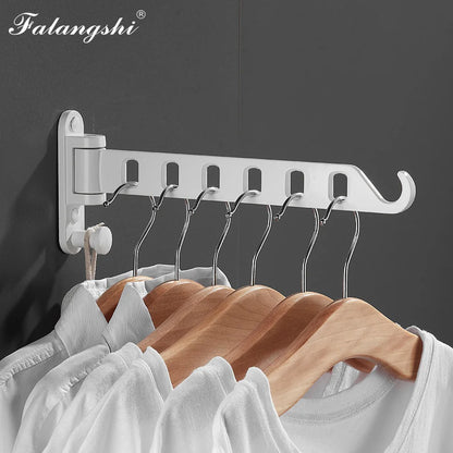 Falangshi Clothes Rack Black Swivel Clothes Hangers Wall Mounted Hanger Drying Rack Aluminum Clothes Organization WB3018