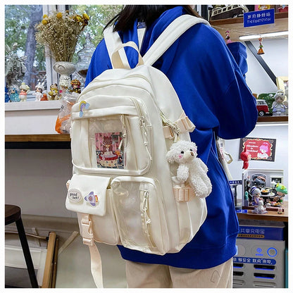 High School Backpack Children Backpacks For Students Kawaii Patchwork Large Capacity School Bags For Girls Handbag Pencil Bag