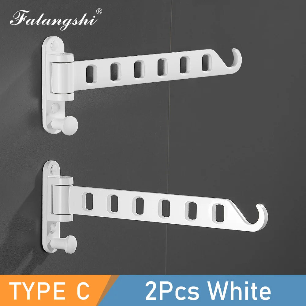 Falangshi Clothes Rack Black Swivel Clothes Hangers Wall Mounted Hanger Drying Rack Aluminum Clothes Organization WB3018