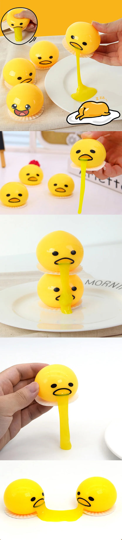 Funny Egg Yolk Squishy Toys Squeeze Ball Vomit Custard Bun Creative Stress Relief Vent Relieve Pressure Sticky Toys