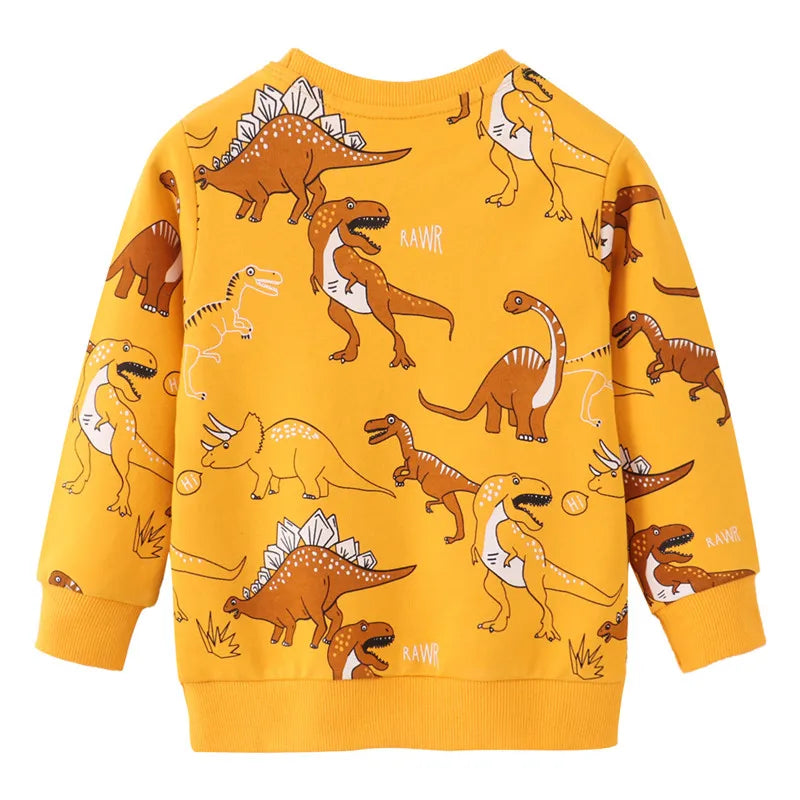 Jumping Meters New Arrival Autumn Winter Animals Print Boys Girls Sweatshirts Cotton Dinosaur Hoodies Children's Sport Shirt Kid