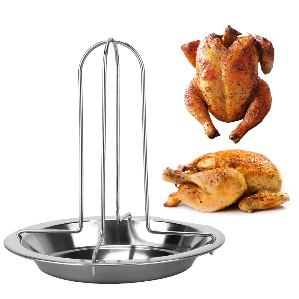 Chicken Roaster Rack Stainless Steel Roasting Grill Stand Kitchen Outdoor BBQ Tools Non-stick Grilled Chicken Plate