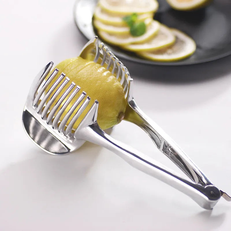 Kitchen Gadgets Handy Stainless Steel Onion Holder Potato Tomato Slicer Vegetable Fruit Cutter Safety Cooking Tools Accessories