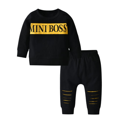 Infant Baby Boys Girls Clothes Newborn Autumn Long Sleeve Letter Cotton Tops Casual Pants Toddler Clothing Outfit Set Fall 0-24M