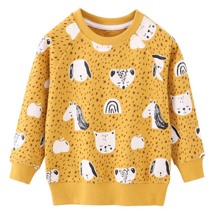 Jumping Meters New Arrival Autumn Winter Animals Print Boys Girls Sweatshirts Cotton Dinosaur Hoodies Children's Sport Shirt Kid