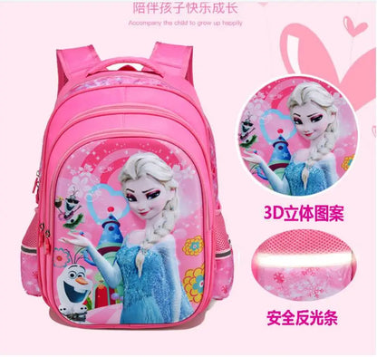 Disney New Kids Cartoon Elsa Anna Schoolbag Girls Princess Cute School Bag Children Backpacks For Grade 1-6 In Stock