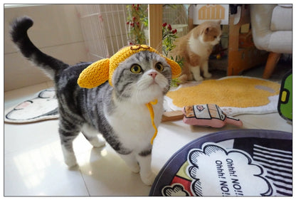 Sanliou Pom Pom Purin Pet Disguise Cap Cat Head Cover Handmade Cat Headdress British Shorthair American Shorthair Cotton Doll Ornament