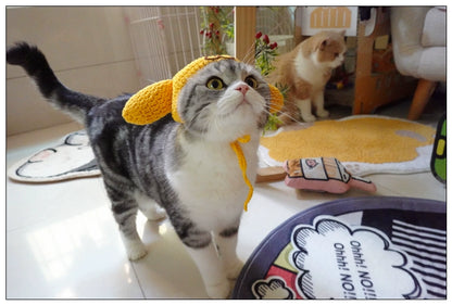 Sanliou Pom Pom Purin Pet Disguise Cap Cat Head Cover Handmade Cat Headdress British Shorthair American Shorthair Cotton Doll Ornament