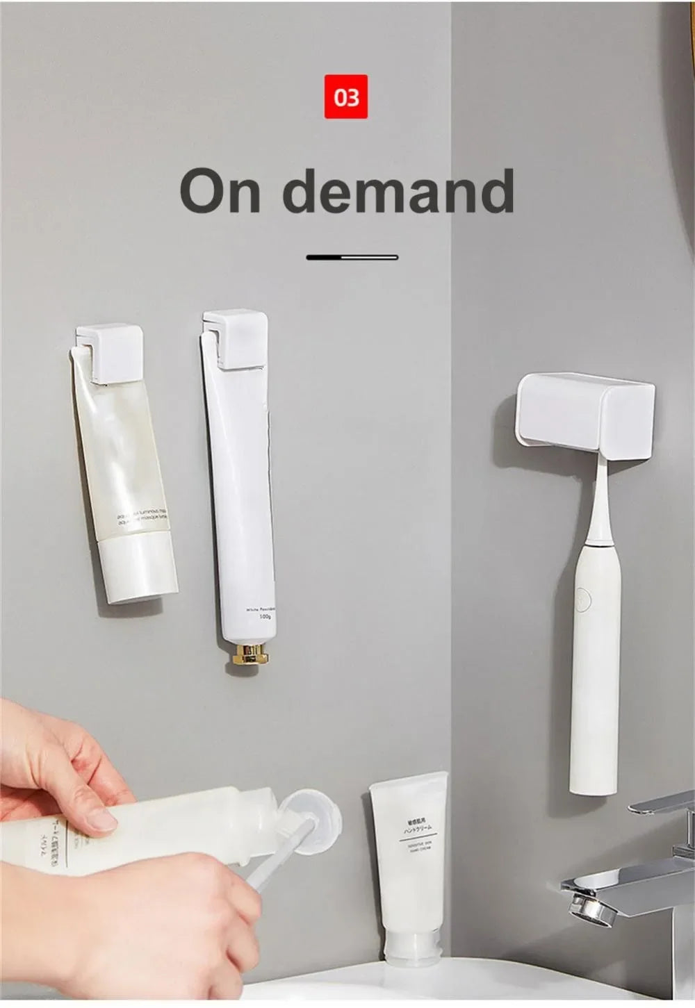 Toothbrush Holder Punch-free Wall-mounted Toothpaste Holder Toothpaste Storage Rack Holders Bath Organizer Bathroom Accessories